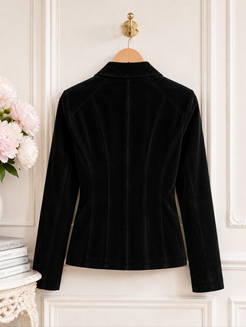 NWT Dennis Basso Black Washable Suede Leather Jacket L Gold Zip - Picture 7 of 11